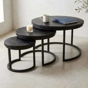 Bijzettafel Boksel zwart set 3