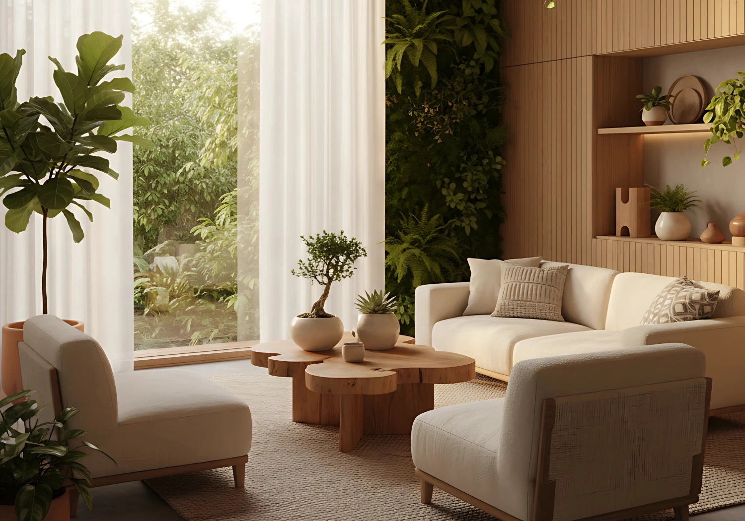 biophilic design woonkamer