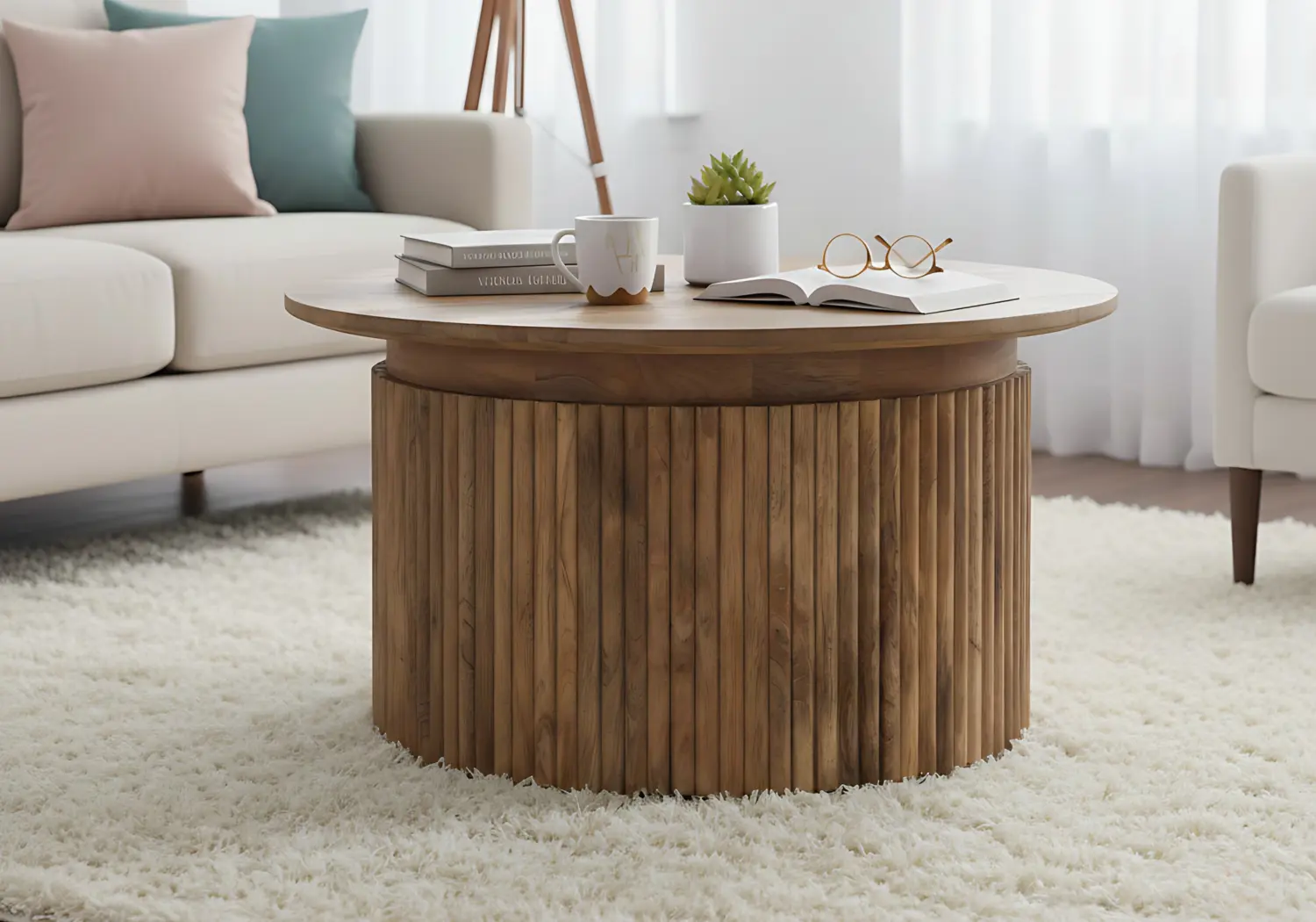 Industriële salontafels met ronde vormen