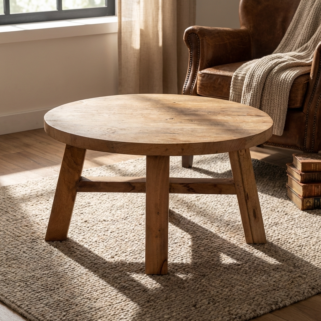 Salontafel Eva 70cm teak Salontafel Eva Ø70cm - Afbeelding 1